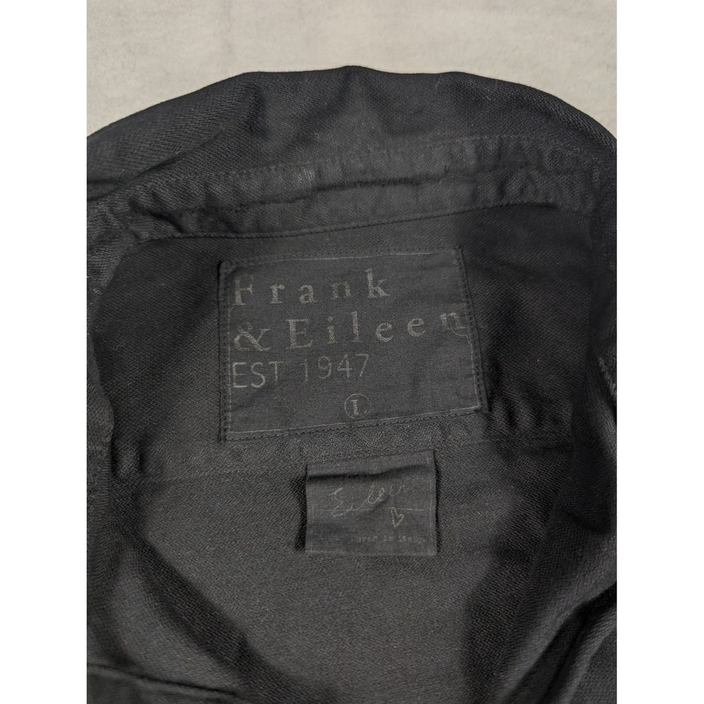 Frank & Eileen Distressed Long Sleeve Button-up Eileen Shirt Solid Black Size L - Picture 4 of 5